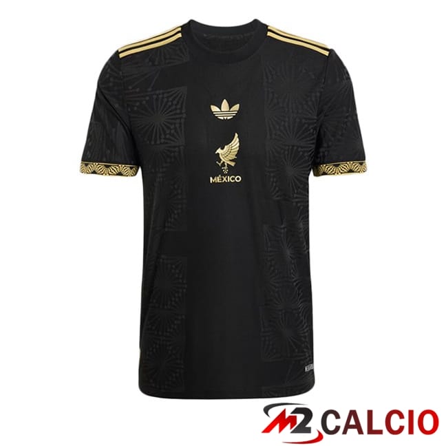 Maglie Calcio Personalizzate,Tute Calcio Squadre,Maglia Nazionale Italiana Calcio | Maglia Nazionale Messico Nero Giallo 2025/2026