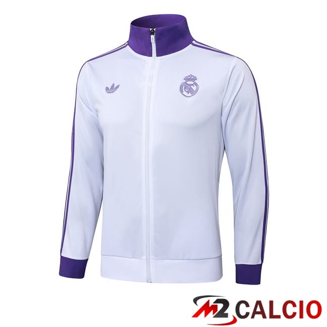 Maglie Calcio Personalizzate,Tute Calcio Squadre,Maglia Nazionale Italiana Calcio | Giacca Calcio Real Madrid Viola Bianco 2025/2026