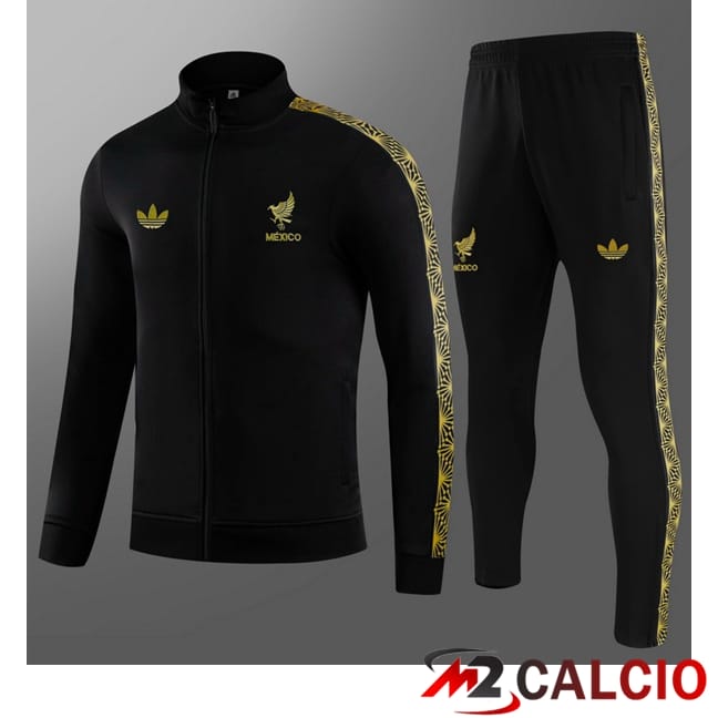 Maglie Calcio Personalizzate,Tute Calcio Squadre,Maglia Nazionale Italiana Calcio | Insieme Tuta Calcio - Giacca Messico Bambino Nero 2025/2026
