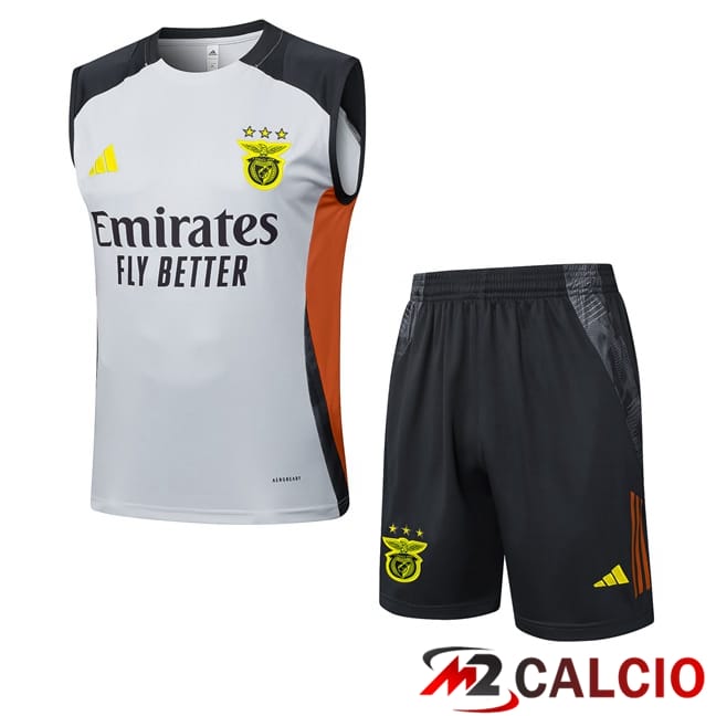 Maglie Calcio Personalizzate,Tute Calcio Squadre,Maglia Nazionale Italiana Calcio | Canotta Allenamento S.L Benfica + Pantaloncini Grigio 2025/2026