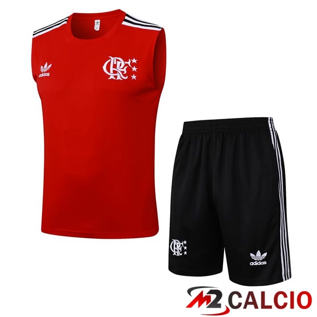 Maglie Calcio Personalizzate,Tute Calcio Squadre,Maglia Nazionale Italiana Calcio | Canotta Allenamento Flamengo + Pantaloncini Rosso 2025/2026