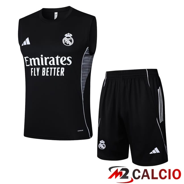 Maglie Calcio Personalizzate,Tute Calcio Squadre,Maglia Nazionale Italiana Calcio | Canotta Allenamento Real Madrid + Pantaloncini Nero 2025/2026