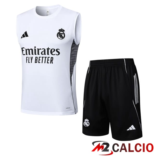 Canotta Allenamento Real Madrid + Pantaloncini Bianco 2025/2026