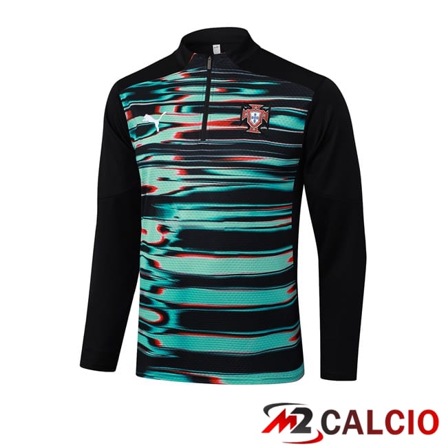 Maglie Calcio Personalizzate,Tute Calcio Squadre,Maglia Nazionale Italiana Calcio | Felpa Allenamento Portogallo Verde Nero 2025/2026