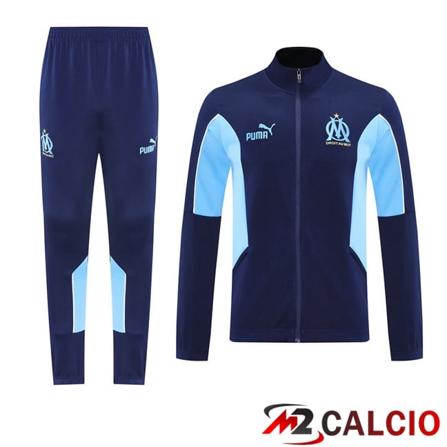 Maglie Calcio Personalizzate,Tute Calcio Squadre,Maglia Nazionale Italiana Calcio | Insieme Tuta Calcio - Giacca Marsiglia OM Blu Reale 2025/2026