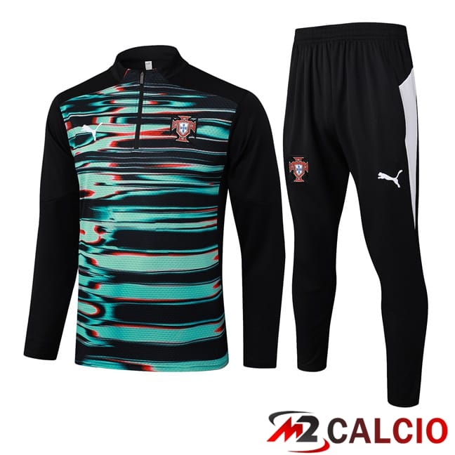Maglie Calcio Personalizzate,Tute Calcio Squadre,Maglia Nazionale Italiana Calcio | Insieme Tuta Calcio Portogallo Verde Nero 2025/2026