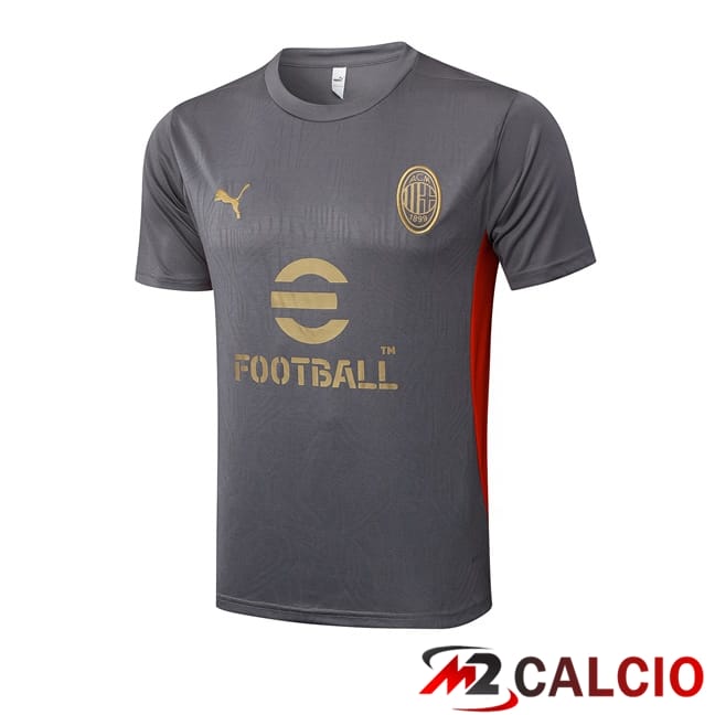 Maglie Calcio Personalizzate,Tute Calcio Squadre,Maglia Nazionale Italiana Calcio | T Shirt Allenamento AC Milan Grigio 2025/2026