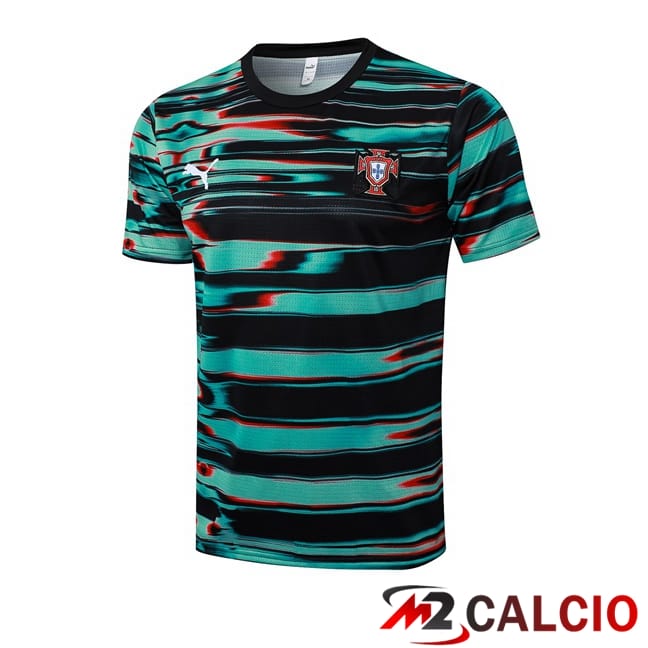 Maglie Calcio Personalizzate,Tute Calcio Squadre,Maglia Nazionale Italiana Calcio | T Shirt Allenamento Portogallo Nero Verde 2025/2026