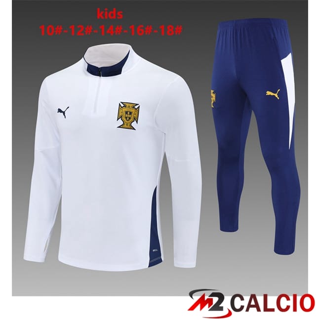 Maglie Calcio Personalizzate,Tute Calcio Squadre,Maglia Nazionale Italiana Calcio | Insieme Tuta Calcio Portogallo Bambino Bianco 2025/2026