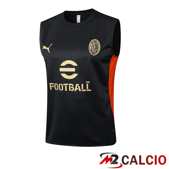 Maglie Calcio Personalizzate,Tute Calcio Squadre,Maglia Nazionale Italiana Calcio | Canotta Allenamento AC Milan Nero 2025/2026