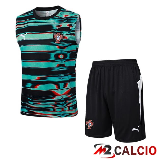 Canotta Allenamento Portogallo + Pantaloncini Nero Verde 2025/2026