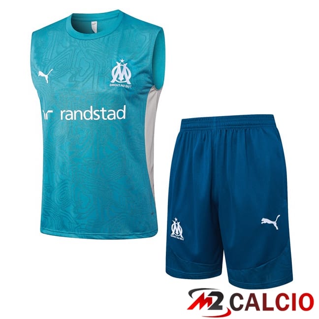 Maglie Calcio Personalizzate,Tute Calcio Squadre,Maglia Nazionale Italiana Calcio | Canotta Allenamento Marsiglia OM + Pantaloncini Blu 2025/2026