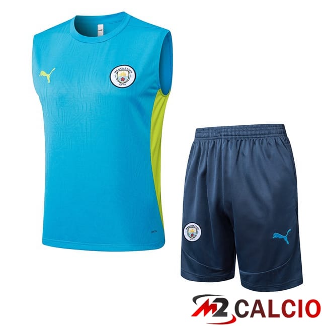 Maglie Calcio Personalizzate,Tute Calcio Squadre,Maglia Nazionale Italiana Calcio | Canotta Allenamento Manchester City + Pantaloncini Blu 2025/2026