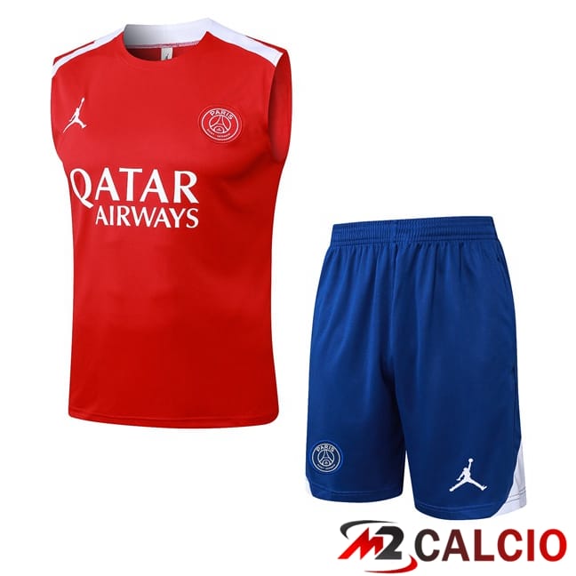 Maglie Calcio Personalizzate,Tute Calcio Squadre,Maglia Nazionale Italiana Calcio | Canotta Allenamento Jordan Paris PSG + Pantaloncini Rosso 2025/2026