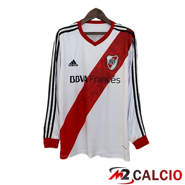 Maglie Calcio Personalizzate,Tute Calcio Squadre,Maglia Nazionale Italiana Calcio | Maglie Calcio River Plate Retro Prima Manica Lunga Bianco Rosso 2013-2014