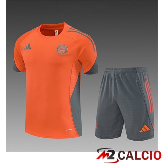 Maglie Calcio Personalizzate,Tute Calcio Squadre,Maglia Nazionale Italiana Calcio | Insieme T Shirt Allenamento Bayern Monaco Bambino Arancia/Grigio 2025/2026