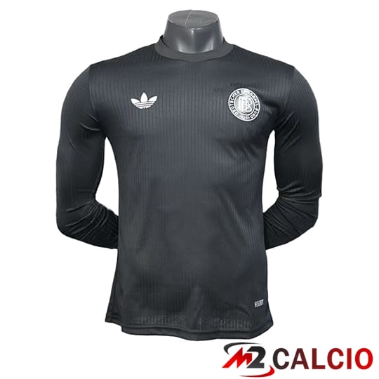 Maglie Calcio Personalizzate,Tute Calcio Squadre,Maglia Nazionale Italiana Calcio | Maglie Calcio Germania 125th Anniversary Manica Lunga Nero 2025/2026