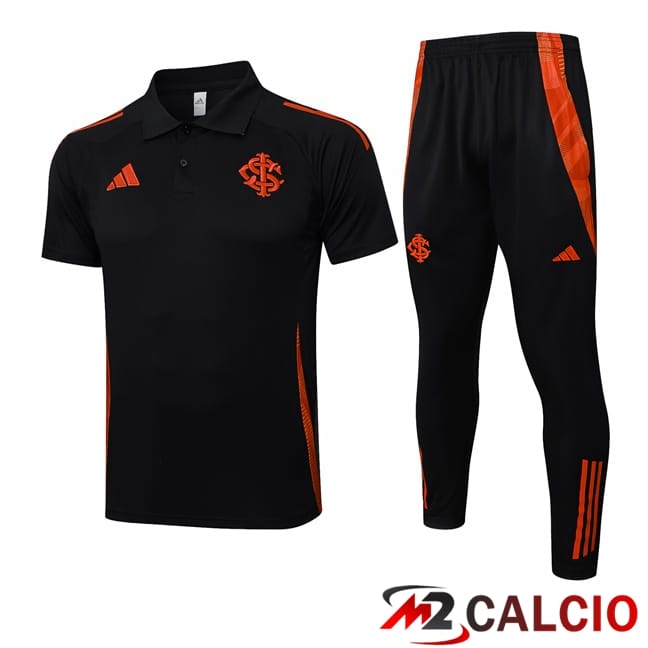 Maglie Calcio Personalizzate,Tute Calcio Squadre,Maglia Nazionale Italiana Calcio | Insieme Polo SC Internacional + Pantaloni Nero 2025/2026