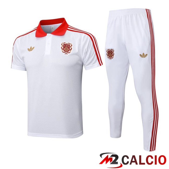 Maglie Calcio Personalizzate,Tute Calcio Squadre,Maglia Nazionale Italiana Calcio | Insieme Polo Bayern Monaco + Pantaloni Bianco 2025/2026