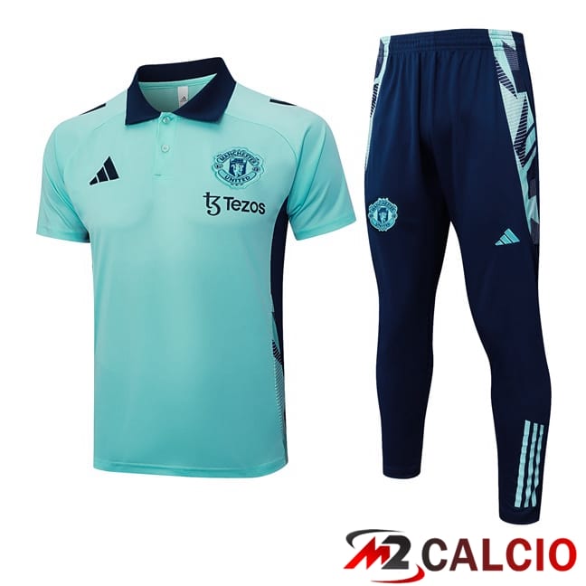 Maglie Calcio Personalizzate,Tute Calcio Squadre,Maglia Nazionale Italiana Calcio | Insieme Polo Manchester United + Pantaloni Verde 2025/2026