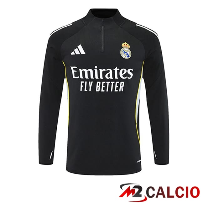 Maglie Calcio Personalizzate,Tute Calcio Squadre,Maglia Nazionale Italiana Calcio | Felpa Allenamento Real Madrid Nero 2025/2026