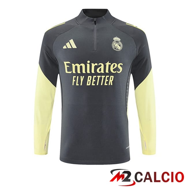 Maglie Calcio Personalizzate,Tute Calcio Squadre,Maglia Nazionale Italiana Calcio | Felpa Allenamento Real Madrid Grigio 2025/2026
