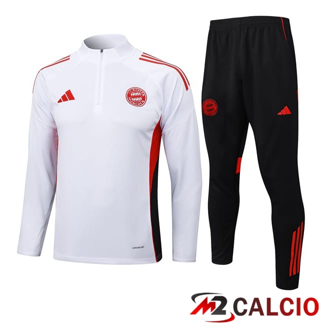Maglie Calcio Personalizzate,Tute Calcio Squadre,Maglia Nazionale Italiana Calcio | Insieme Tuta Calcio Bayern Monaco Bianco 2025/2026