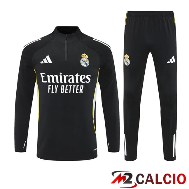 Maglie Calcio Personalizzate,Tute Calcio Squadre,Maglia Nazionale Italiana Calcio | Insieme Tuta Calcio Real Madrid Nero 2025/2026