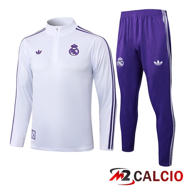 Maglie Calcio Personalizzate,Tute Calcio Squadre,Maglia Nazionale Italiana Calcio | Insieme Tuta Calcio Real Madrid Bianco 2025/2026