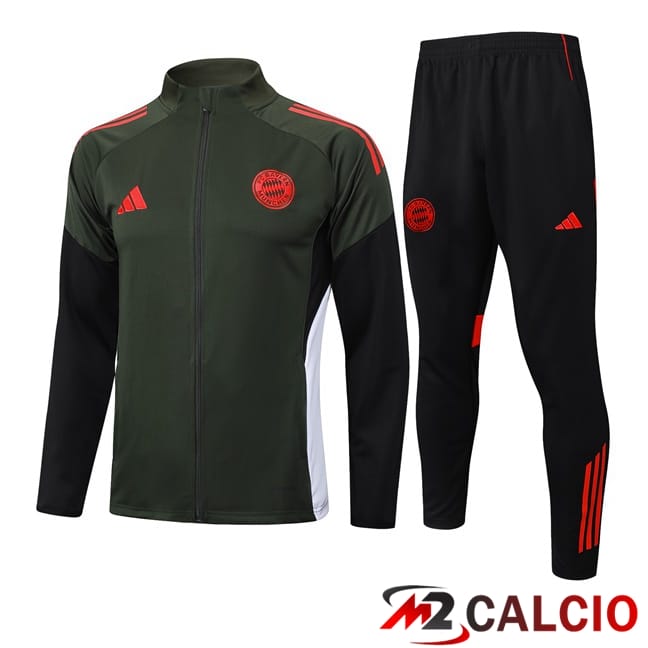 Maglie Calcio Personalizzate,Tute Calcio Squadre,Maglia Nazionale Italiana Calcio | Insieme Tuta Calcio - Giacca Bayern Monaco Verde 2025/2026