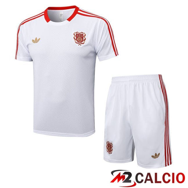 Maglie Calcio Personalizzate,Tute Calcio Squadre,Maglia Nazionale Italiana Calcio | Insieme T Shirt Allenamento Bayern Monaco + Pantaloncini Bianco 2025/2026
