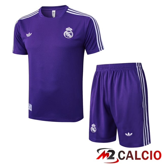 Insieme T Shirt Allenamento Real Madrid + Pantaloncini Viola 2025/2026