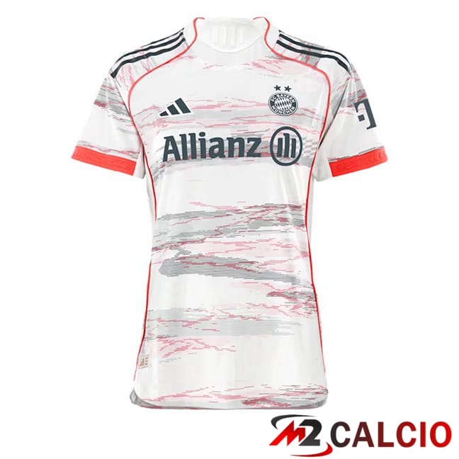Maglie Calcio Personalizzate,Tute Calcio Squadre,Maglia Nazionale Italiana Calcio | Maglie Calcio Bayern Monaco Donna Seconda Bianco 2025/2026