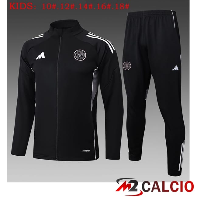 Maglie Calcio Personalizzate,Tute Calcio Squadre,Maglia Nazionale Italiana Calcio | Insieme Tuta Calcio - Giacca Inter Miami CF Bambino Nero 2025/2026