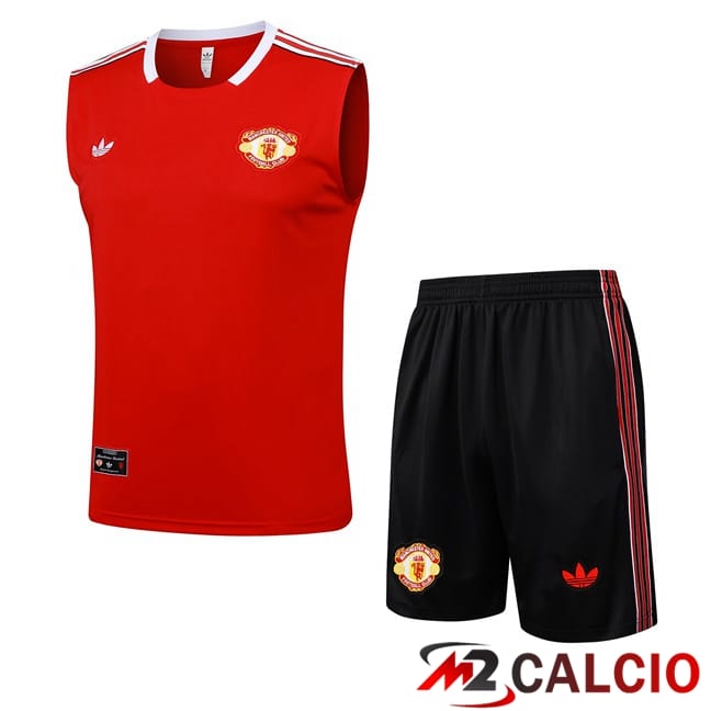 Maglie Calcio Personalizzate,Tute Calcio Squadre,Maglia Nazionale Italiana Calcio | Canotta Allenamento Manchester United + Pantaloncini Rosso 2025/2026