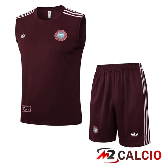 Maglie Calcio Personalizzate,Tute Calcio Squadre,Maglia Nazionale Italiana Calcio | Canotta Allenamento Bayern Monaco + Pantaloncini Marrone 2025/2026