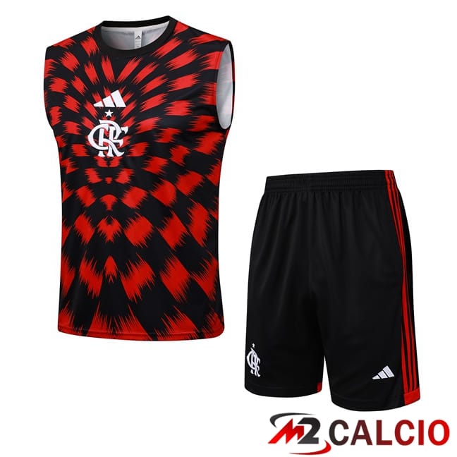 Maglie Calcio Personalizzate,Tute Calcio Squadre,Maglia Nazionale Italiana Calcio | Canotta Allenamento Flamengo + Pantaloncini Rosso Nero 2025/2026