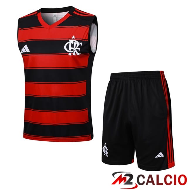 Maglie Calcio Personalizzate,Tute Calcio Squadre,Maglia Nazionale Italiana Calcio | Canotta Allenamento Flamengo + Pantaloncini Rosso Nero 2025/2026