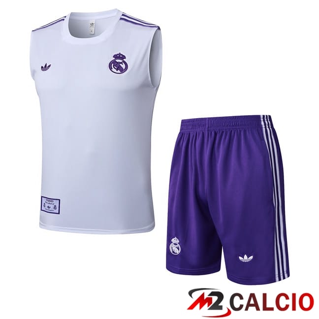 Maglie Calcio Personalizzate,Tute Calcio Squadre,Maglia Nazionale Italiana Calcio | Canotta Allenamento Real Madrid + Pantaloncini Bianco 2025/2026