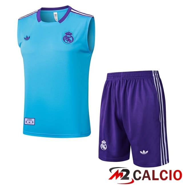 Maglie Calcio Personalizzate,Tute Calcio Squadre,Maglia Nazionale Italiana Calcio | Canotta Allenamento Real Madrid + Pantaloncini Blu 2025/2026