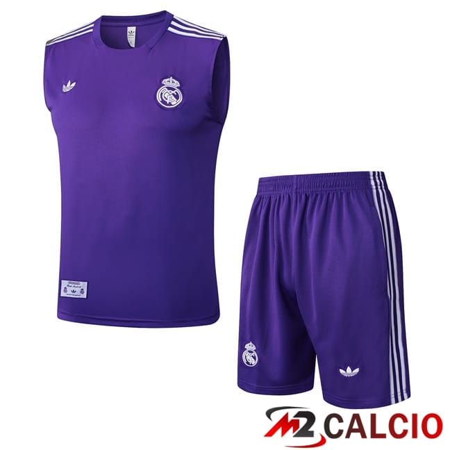 Maglie Calcio Personalizzate,Tute Calcio Squadre,Maglia Nazionale Italiana Calcio | Canotta Allenamento Real Madrid + Pantaloncini Viola 2025/2026