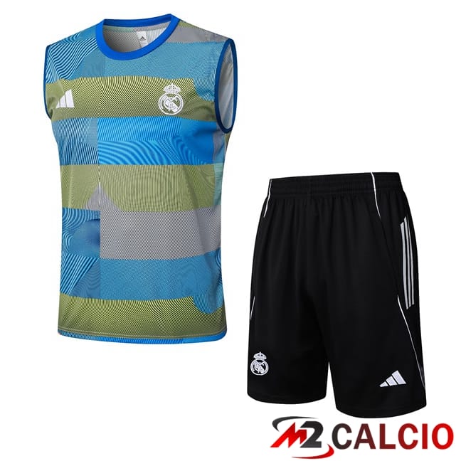 Maglie Calcio Personalizzate,Tute Calcio Squadre,Maglia Nazionale Italiana Calcio | Canotta Allenamento Real Madrid + Pantaloncini Blu 2025/2026