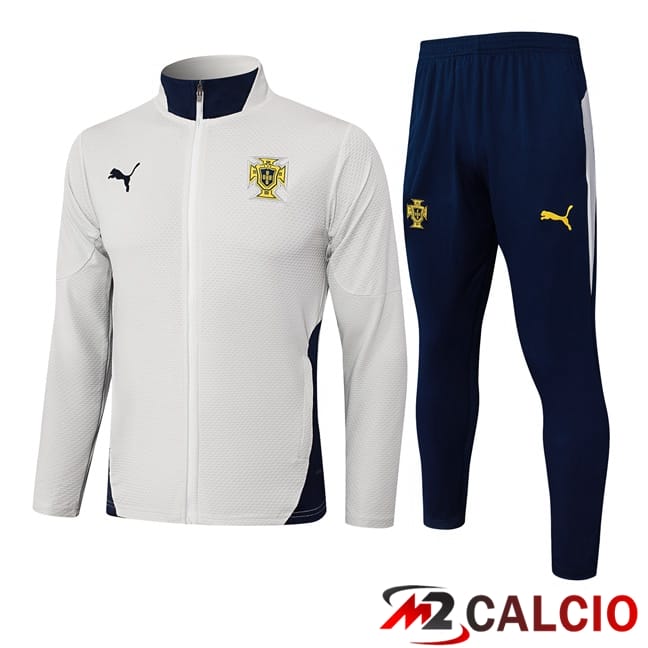 Maglie Calcio Personalizzate,Tute Calcio Squadre,Maglia Nazionale Italiana Calcio | Insieme Tuta Calcio - Giacca Portogallo Grigio 2025/2026