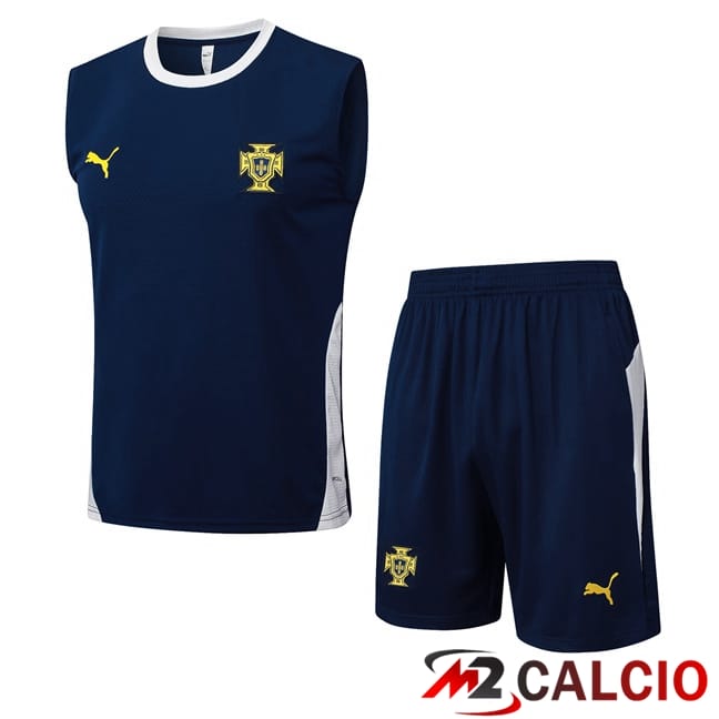 Maglie Calcio Personalizzate,Tute Calcio Squadre,Maglia Nazionale Italiana Calcio | Canotta Allenamento Portogallo + Pantaloncini Blu Reale 2025/2026