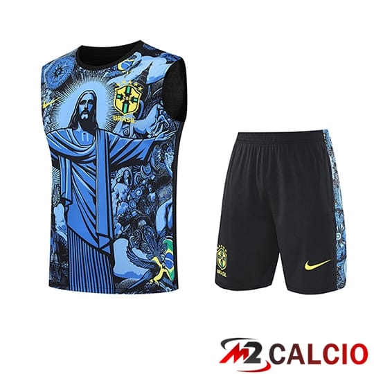 Maglie Calcio Personalizzate,Tute Calcio Squadre,Maglia Nazionale Italiana Calcio | Canotta Calcio Brasile Bambino Blu/Nero 2025/2026