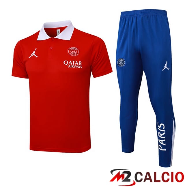 Maglie Calcio Personalizzate,Tute Calcio Squadre,Maglia Nazionale Italiana Calcio | Insieme Polo Jordan Paris PSG + Pantaloni Rosso 2025/2026