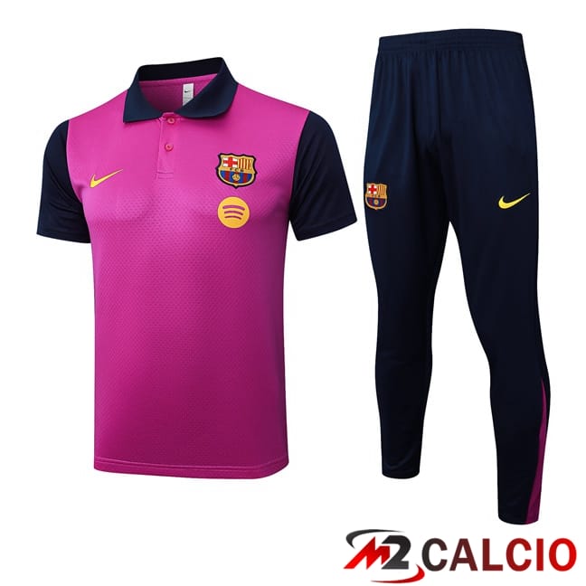 Maglie Calcio Personalizzate,Tute Calcio Squadre,Maglia Nazionale Italiana Calcio | Insieme Polo FC Barcellona + Pantaloni Viola 2025/2026