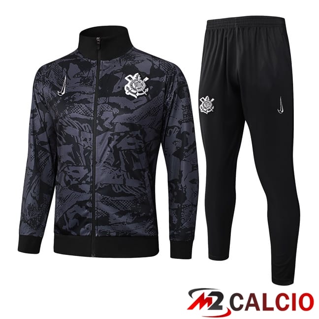Maglie Calcio Personalizzate,Tute Calcio Squadre,Maglia Nazionale Italiana Calcio | Insieme Tuta Calcio - Giacca Corinthians Nero 2025/2026