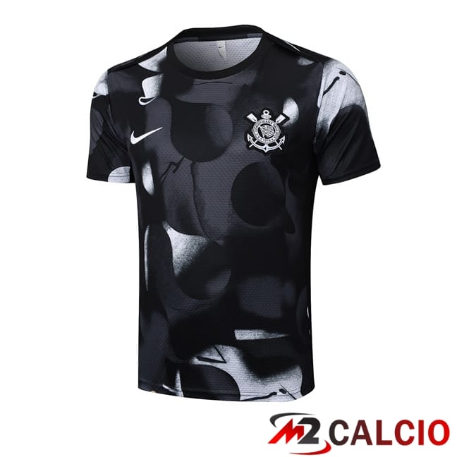 Maglie Calcio Personalizzate,Tute Calcio Squadre,Maglia Nazionale Italiana Calcio | T Shirt Allenamento Corinthians Nero 2025/2026