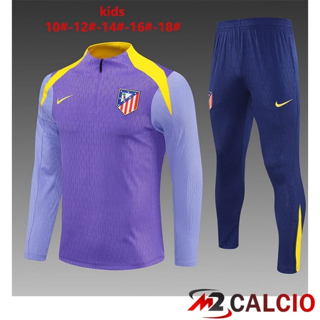Maglie Calcio Personalizzate,Tute Calcio Squadre,Maglia Nazionale Italiana Calcio | Insieme Tuta Calcio Atletico Madrid Bambino Viola 2025/2026